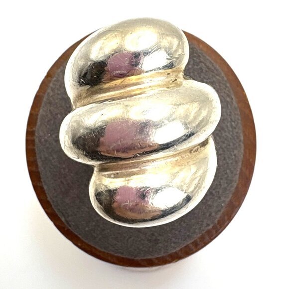 VTG Solid Sterling Silver 925 Puffed Spiral Swirl Design Band Ring Size 7.75 - Picture 1 of 13